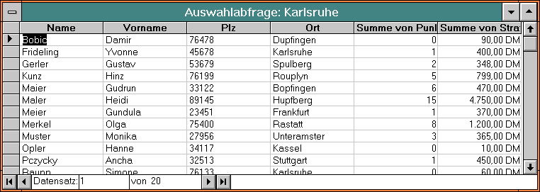 Berechnungen in Abfrage